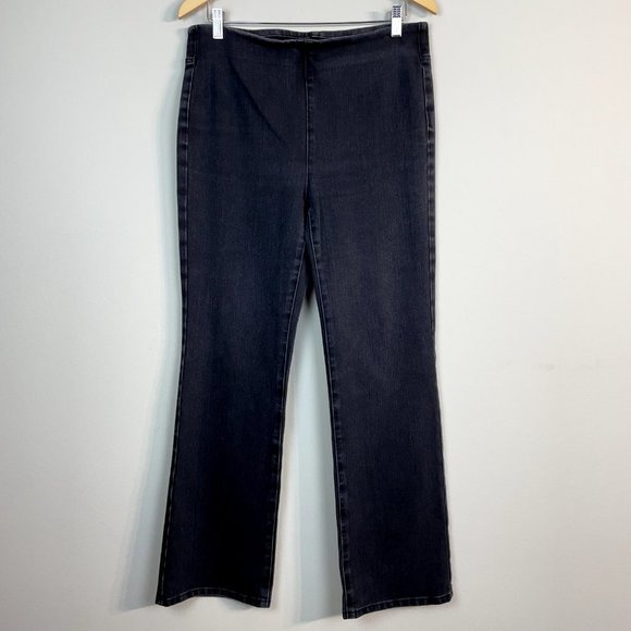 Soft Surroundings Pull‎ On Jeans Medium Black High Rise Ultimate Bootcut Denim - Picture 1 of 7
